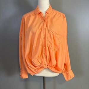 Anthropologie PILCRO Button Up Twist Front Shirt XL Boho Coastal Lightweight